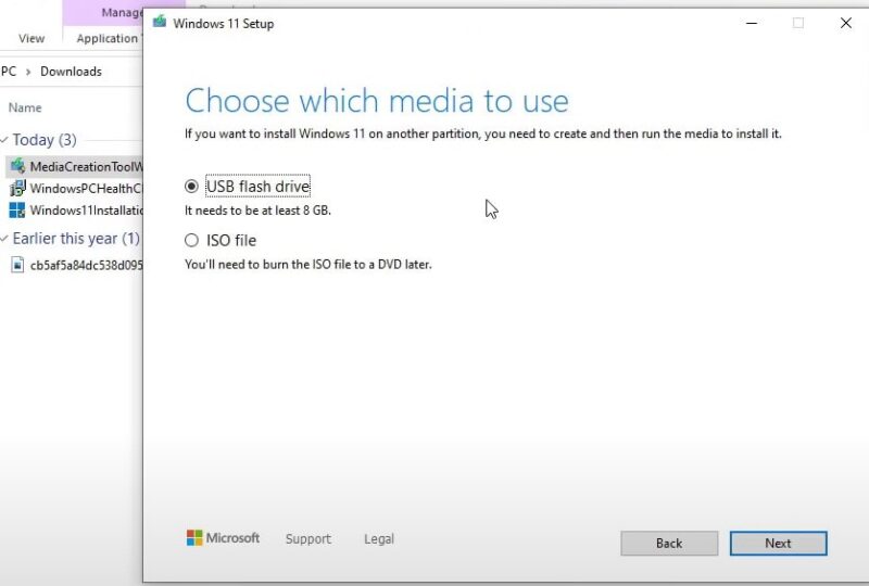 Media creation tool select USB flash drive